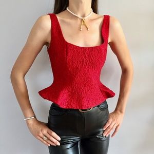 KEEPSAKE The Label Red Jacquard Bustier ~ XS